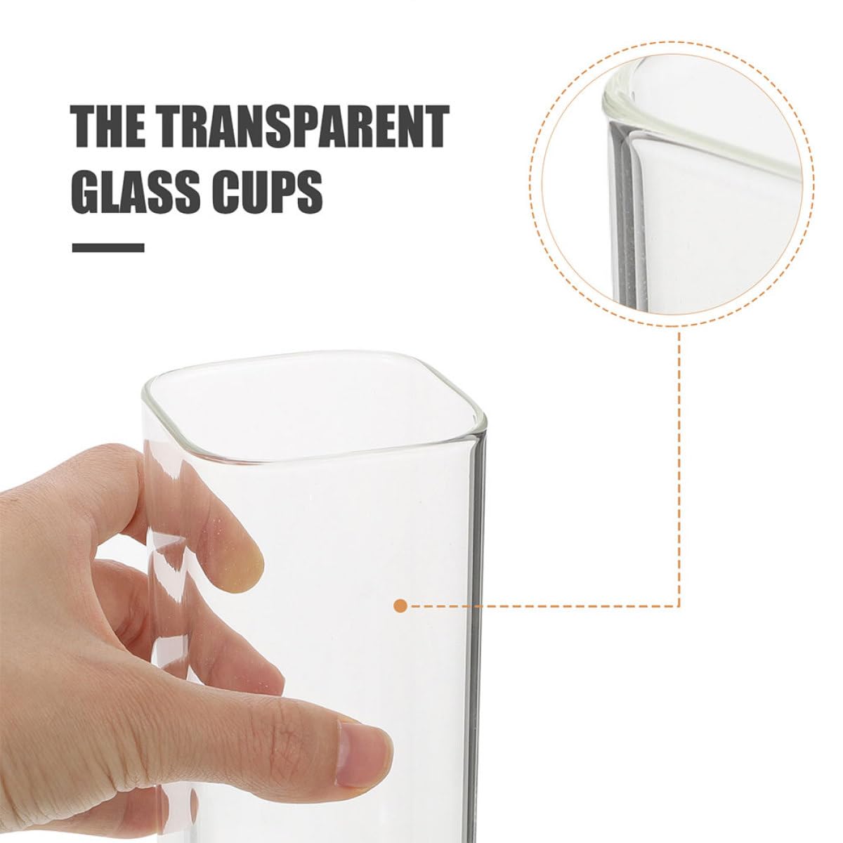 BESPORTBLE Bicchieri in Vetro Trasparente Quadrati Resistenti e Sicuri Set 6 da 250ml per Acqua e Bevande, per Uso Quotidiano e Locali di Caffè