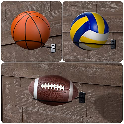 Lounsweer 10 Pcs Basketball Holder Wall Mount Sport Ball Wall Storage Metal Universal Ball Rack Shelf Display Rack Stand For Boy Basketball Football Volleyball Soccer School Storage (5.3 Inch) #TOP6