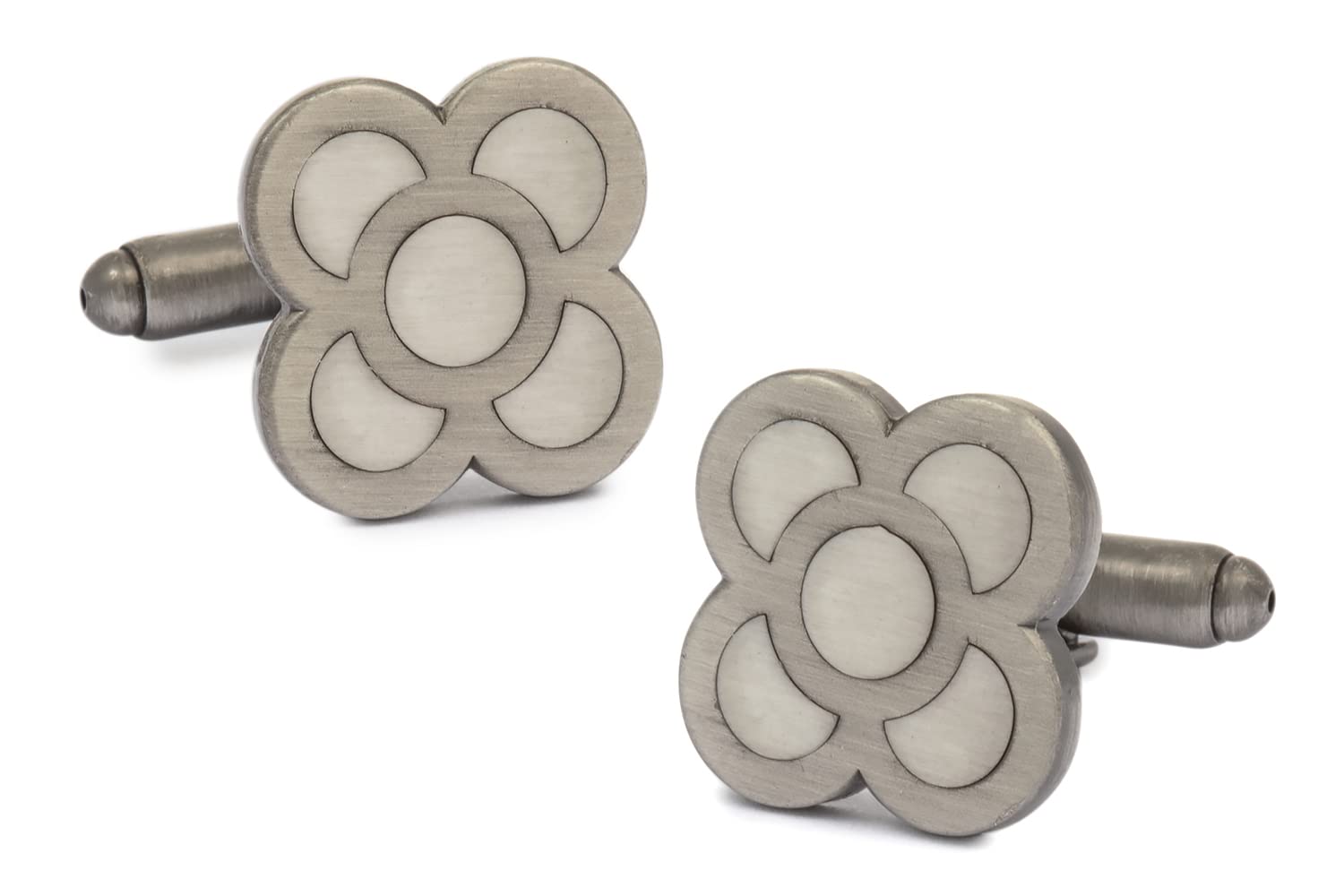 Gemelolandia | Gemelos de Camisa Flor de Barcelona Plateada 15mm Gemelos Originales Para Camisas | Para Hombres y Niños | Regalos Para Bodas, Comuniones, Bautizos y Otros Eventos