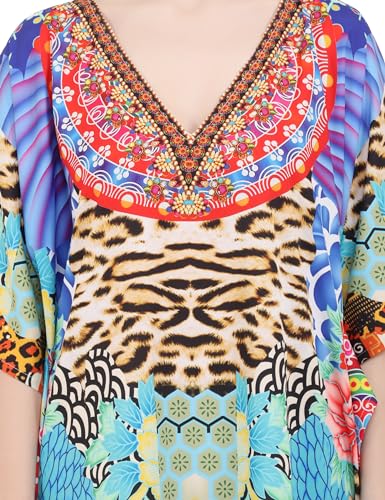 Image of Miss Lavish London Kaftan Dresses for Women,Beach Kaftan Coverups,Hawaiian Coverups for Women,Long Beach & Swimsuit Coverups,Plus Size African Caftan Dress,Moroccan Style Loungewear Multi 2XL
