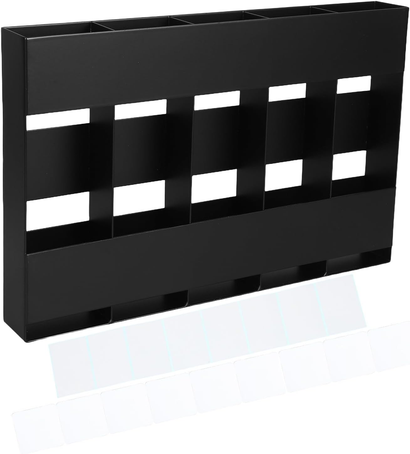 Totority Black Iron Chopstick Holder with Double-sided Adhesive and Stickers, Reusable Utensil Rack for Kitchen Countertops and School Cafeterias, Easy Installation Straw Dispenser