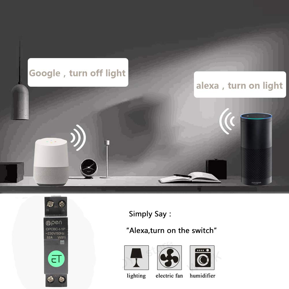 TUYA WiFi Smart Switch Circuit Breaker 1P 6A 10A 16A 20A 25A 32A 40A 50A 63A Smart Home Wireless Remote Control Smart WiFi Switch Veiligheidsschakelaar (16A Geen Meter