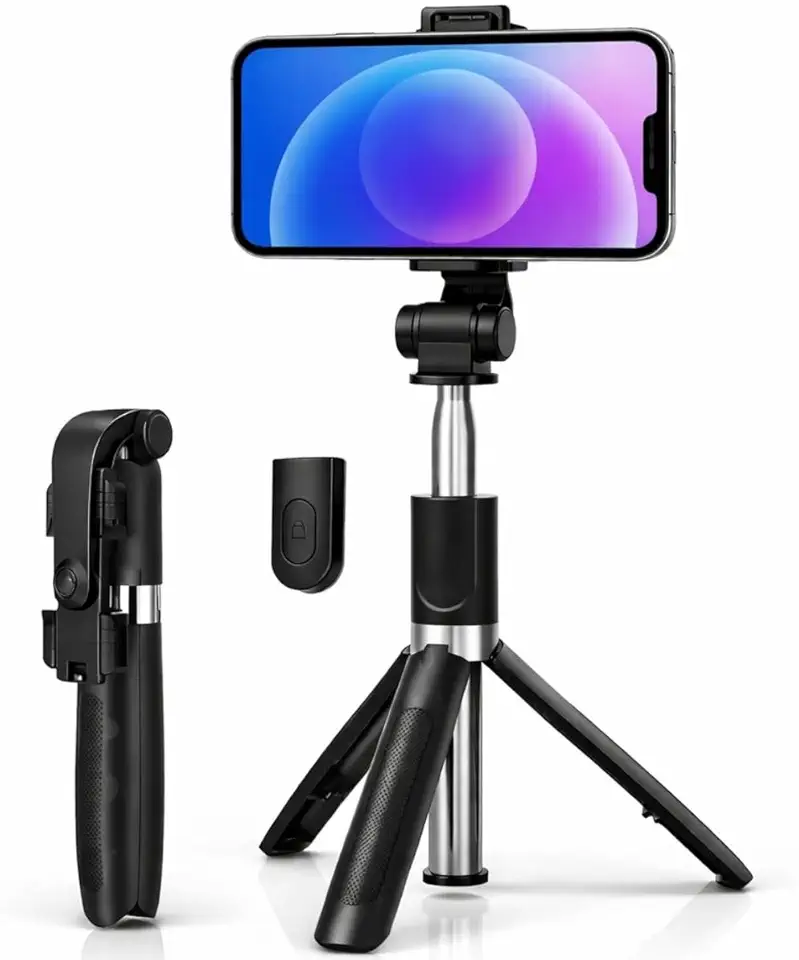 Bastão Tripé para Celular 360° Dobrável 3 em 1 com Bluetooth e Controle Remoto Sem Fio | Selfie Stick Portátil para Fotos, Vídeos e Lives com Regulagem 360° Premium