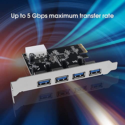 Etzin USB 3.0 Expansion 4 Ports PCIe Card USB 3.0 Express Card Desktop Compatible Windows XP/7/8/10, Superspeed 5.0Gbps Controller Card Conversion... - Image 4