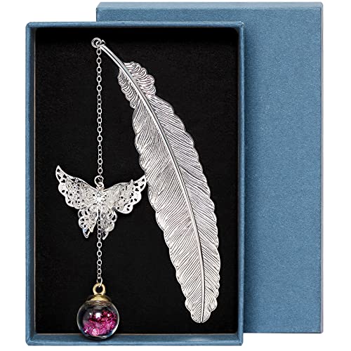 UpUDo Marcapáginas de Plumas de Metal para Regalos de Cumpleaños Navidad San Valentín Escritores Profesores Amigos Amantes de los Libros Lectores Mujeres Madres Niños