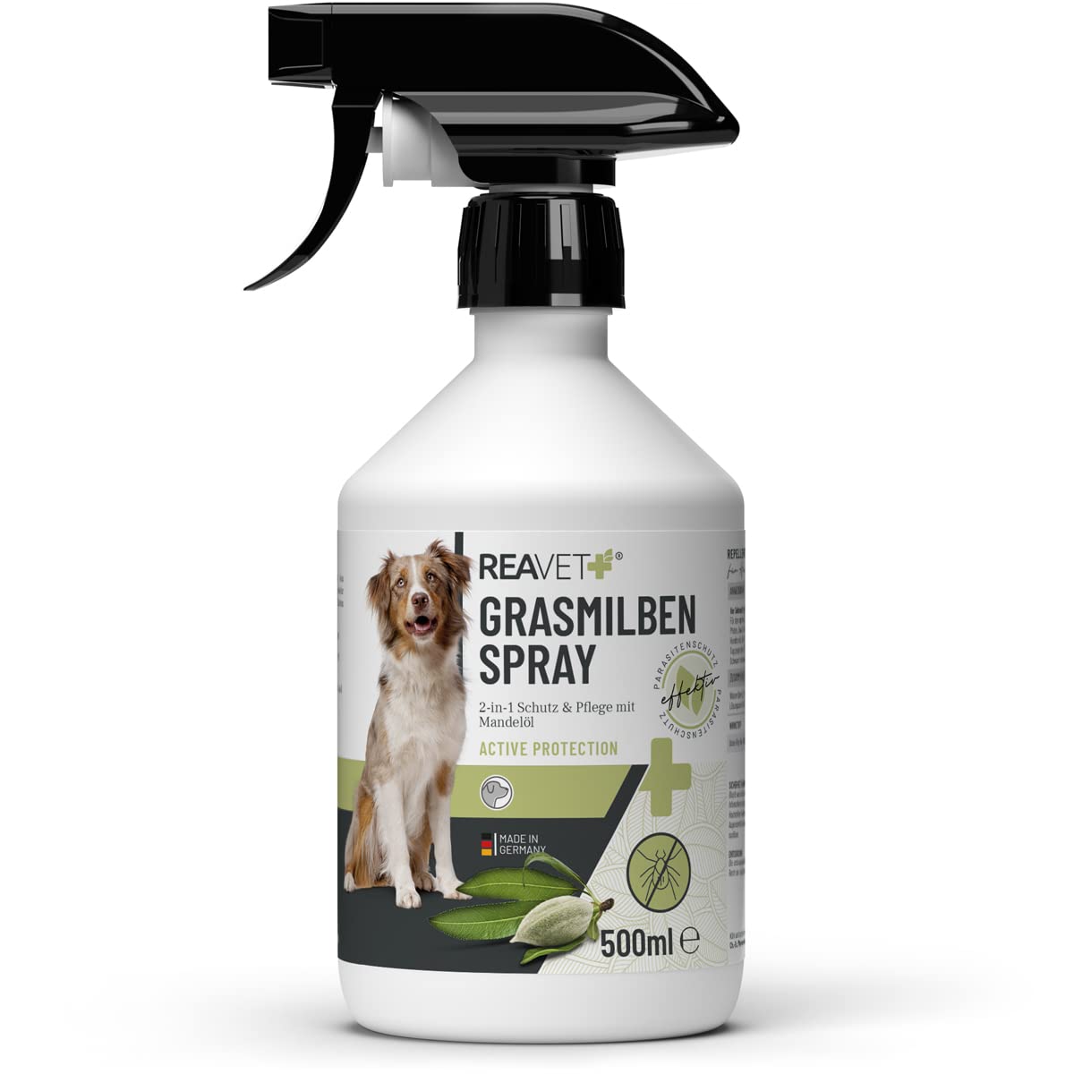 ReaVET Spray de ácaros de hierba para perros 500 ml – Protección, defensa y cuidado de los ácaros de la hierba, spray antiácaros, protección inmediata contra ácaros de hierba y parásitos, calma la