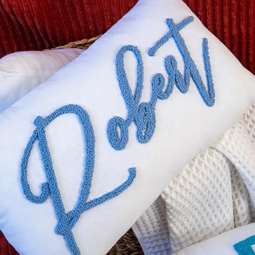 Customizable Punch Needle Embroidered Pillow Cover by Femme Savor, Handmade Personalized Throw Pillows for Baby Showers & Girl's Room Decor - Image 5