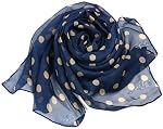 TRIXES Navy Blue & Gold Polka Dot Scarf - Ladies Fashion, Retro Accessory | Lightweight, 1950's Retro Fashion Accessory - Head & Neck Wrap