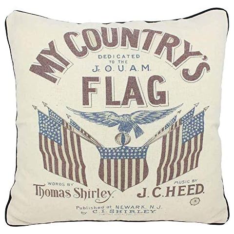 enFen Farmhouse 4th of July Pillow Covers Vintage Primitives Old Retro Country Linen Shabby Chic Throw Pillow Covers My Country's Flag 16'' Red Cover