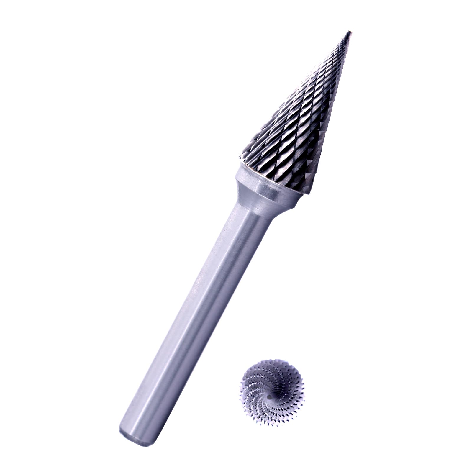 Tungsten Carbide Burr Bit 1/4" Shank Flame Sharp End Single Flute Carbide Rotary File Bits for Metal Working, Deburring, Grinding, Polishing, Carving and Engraving — Amazon image 11