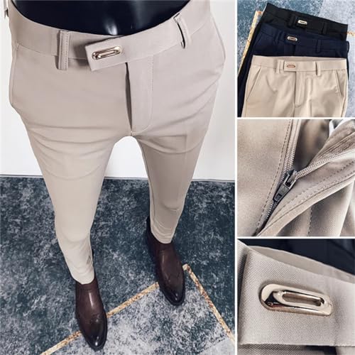 Spring and Summer Men's Casual Business Formal Pants Slim Solid Color Formal Office Social Pants Wedding Party Suit Pants3