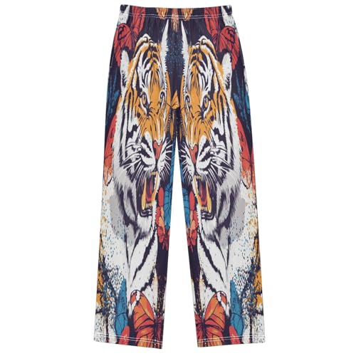Boy's Pants Danger Tiger Butterfly Jogger Pants Elastic Waist Long Bottoms Trousers with Pockets 6-14 Years