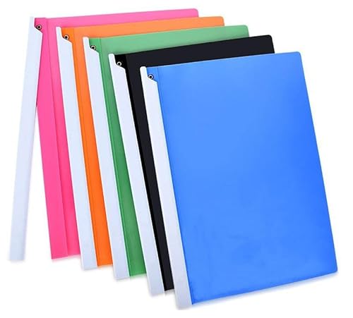 クリアファイル A4 スライドバーファイル レールファイル クリアホルダー レールスライドファイル 回転スライドクリップ式 透明 書類分類フォルダー 会議 配布 資料 ビジネス セミナー 5色5冊セット