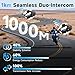 Moman Motorcycle Intercom, H2S【H2PRO Upgrade】 Motorbike Helmet Speaker 2-Way 1000M Communication Headset with Triple Noise Cancellation/Audio Multitasking/Hi-Fi/Music Sharing/FM/AI Voice, 2 Pack