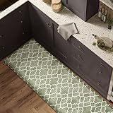 Picture of FRESHMINT Anti-Fatigue Kitchen Mat for Kitchen Floor & Sink, Cushioned Memory Foam Non-Slip Standing Mat for Office, Waterproof Kitchen Rug, 17.3"x60", Sage Green