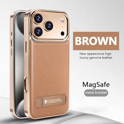 Coque iPhone 17 Pro marron rigide anti-rayure métal silicone protection luxe