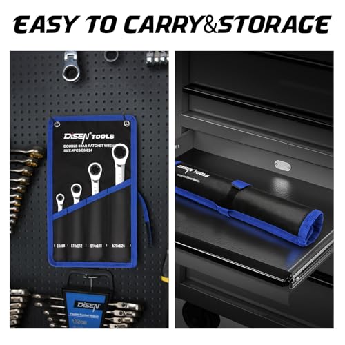 DISEN Upgraded 4-Piece E-Torx Double Box Ratcheting Wrench Set, 72-Tooth, Dual Head E6E8/E10E12/E14E18/E20E24 with Storage Pouch by DISEN - Image 4