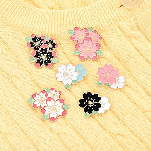 Image of 4pcs Cherry Blossom Brooch Pins Cute Flower Cherry Blossom Enamel Lapel Pin for Teen Girls Women Jewelry Gifts Friendship