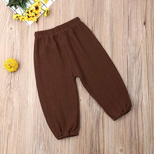 Ailainniyishi Baby Cotton Linen Pants Toddler Baby Girl Boy Casual Eelastic Harem Pants Summer Bloomers Clothes(6-12 Months, Dark Brown) #TOP4