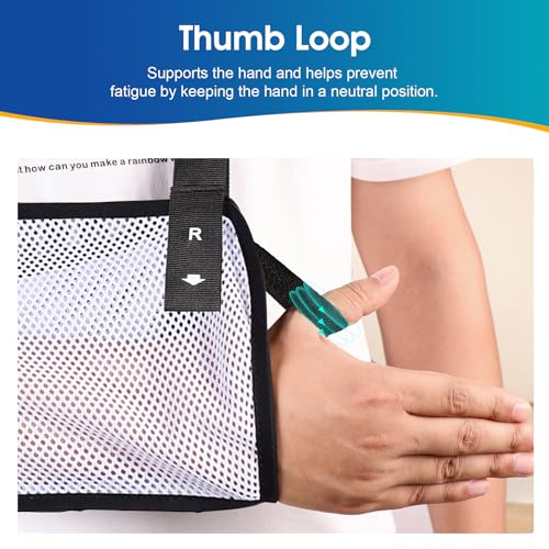 Image of Mesh Arm Shoulder Sling Medical Shoulder Immobilizer for Shoulder Injury Torn Rotator Cuff, Breathable Arm Brace for Shower, Right Left Arm Stabilizes Elbow Arm Wrist Injury for Men Women (White-M)