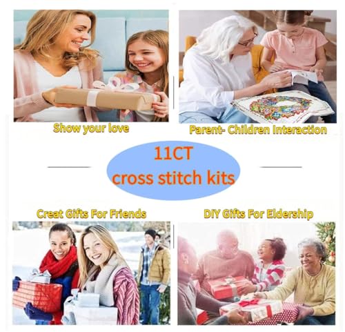 Point de croix débutant kit complet adulte 11CT imprimé chat pour broder sans compter