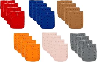 KaWaii Baby 24 Original Squared One Size Cloth Diapers with 48 One Size Super Absorbent Stay-Dry Inserts, Waterproof, Reusable for Babies 8-36 Pounds