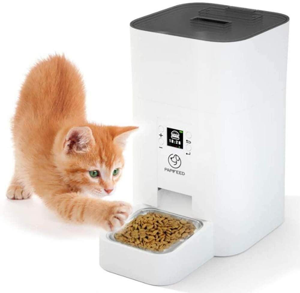 4L Pet Dispenser Automatico di Alimenti Timing Quantitative Display LCD Ciotola in Acciaio Inossidabile Dual Powered by Mode per Dog Cat Piccoli Animali Bianco-4L_Bianca