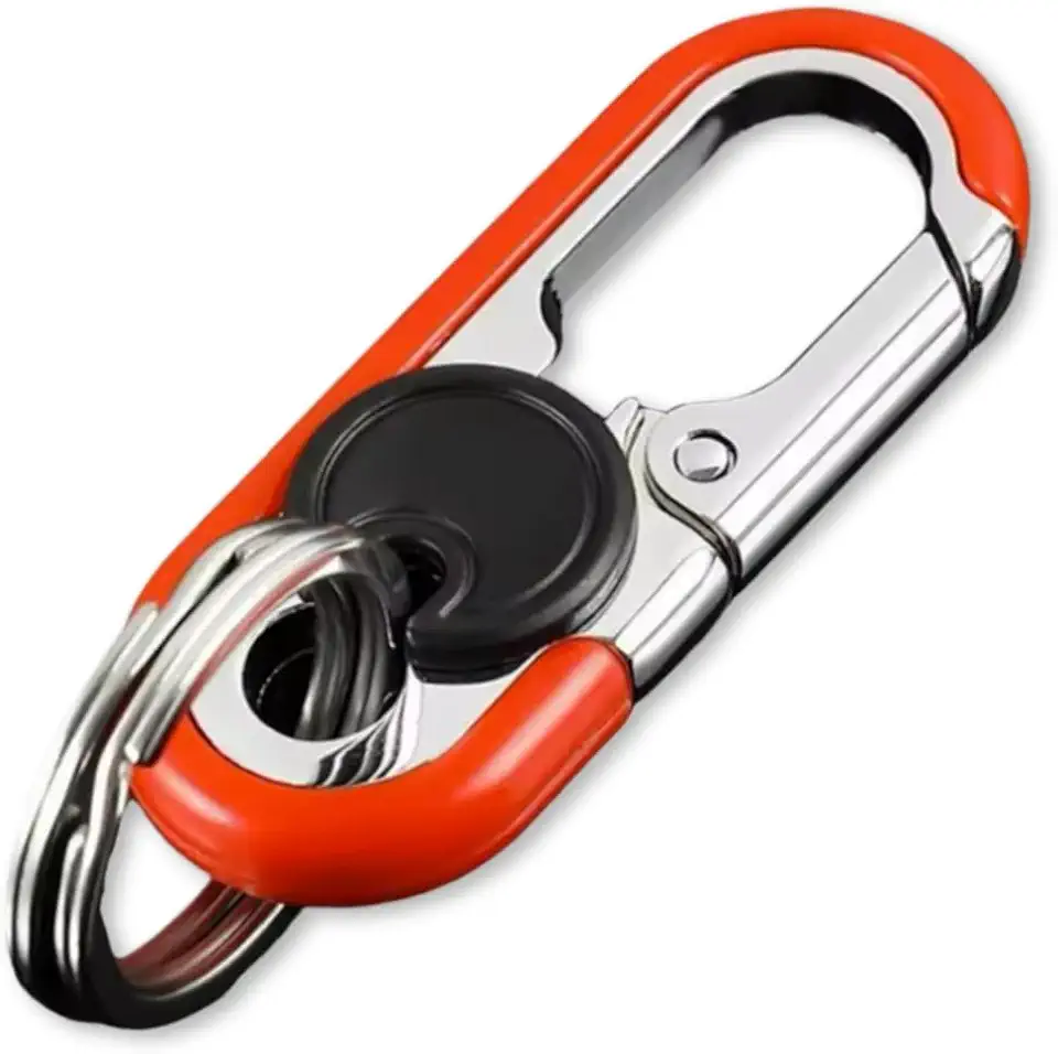 Chaveiro Mosquetão De Metal Com 2 Argolas, Trava De Segurança Reforçada Para Organização De Chaves De Carro, Moto E Casa, Estrutura Robusta E Ideal Para Uso Diário Ou Esportivo – DAZZELI