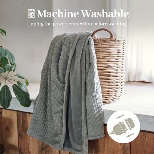 Electric Blanket Full Size 72''X84'' - Heated Blanket with Single Control Fast Heating 9 Heating Levels & 10 Hours Auto Off,ETL Certified Machine Washable (Grey)