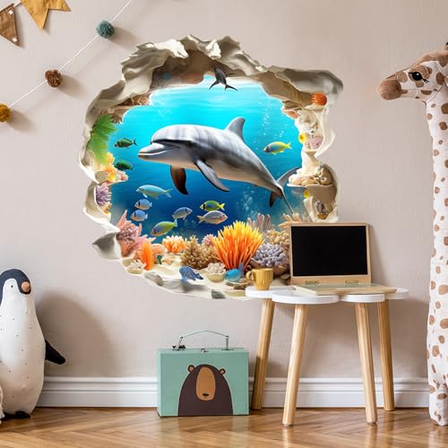 Papel pintado autoadhesivo extraíble de peces para renovar baños sin obras 3