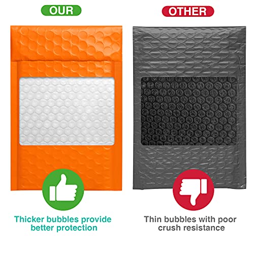 Image of Metronic Bubble Mailers 4x8 Inch 800 Pack Orange Bubble Envelopes | Usable Size 4x7 inch Waterproof Padded Mailing Envelopes for Shipping Jewelry Makeups