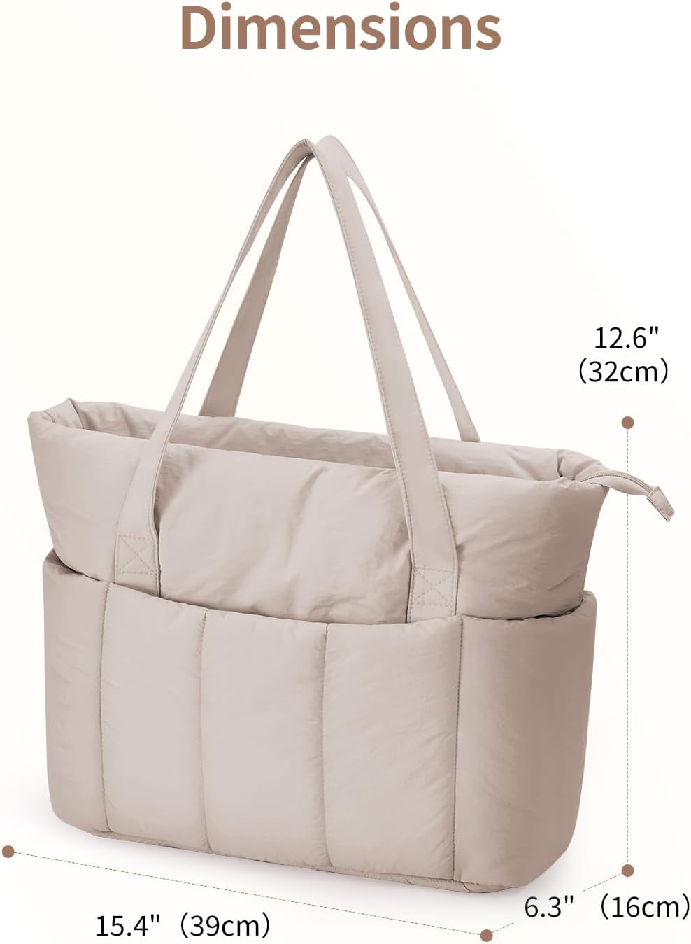 Narwey Puffer Tote Bag for Women Work with Laptop Compartment, Puffy Quilted Work Tote Bags for Travel Carry on Teacher Nurse - Image 6