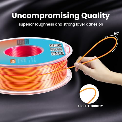 Image of Dual Color Silk PLA Filament 1.75mm Gold Red 1KG, Shiny High Gloss Finish, Seamless Color Transition, Neatly Wound, Accuracy + /-0.02mm Vacuum Packaging