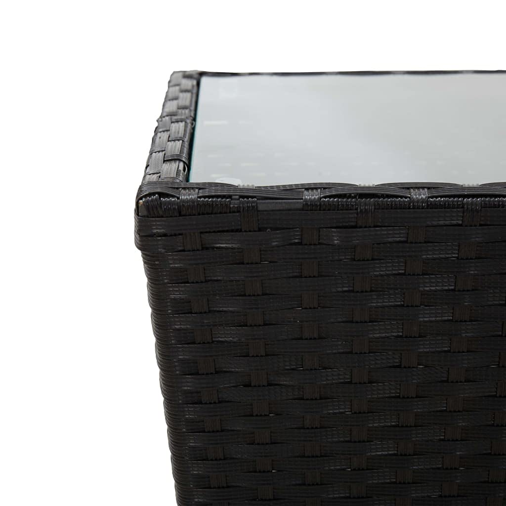 ShGaxin Tavolino e sedie con Cuscini 3 pezzi rattan sintetico Vetro Nero, Set Tavolo E Sedie Giardino, Tavolo E Sedie Terrazza, Mobili da Giardino Esterno, Set Di Mobili Da Giardino - 3278739