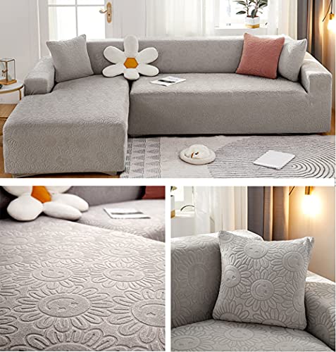 Housse canapé extensible en velours jacquard en forme de L tout compris