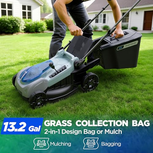 Image of 18-Inch 80V Max Brushless Cordless Push Electric Lawn Mower | Includes two batteries and charger; 296Wh total energy and 2-in-1 mowing for routine small-to-medium yard care.