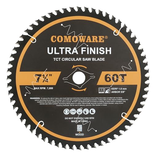COMOWARE 7 1/4" 60T ATB Circular Saw Blade, 5/8" Arbor