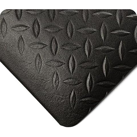 Wearwell Diamond-Plate Tuf Sponge Anti-Fatigue Workstation Mat - Black. 3' W x 5' L x 1/2" Thickness. PVC Vinyl Sponge. Safety Rounded Edges. Light Industrial Applications (452.12x3x5BK) Cover