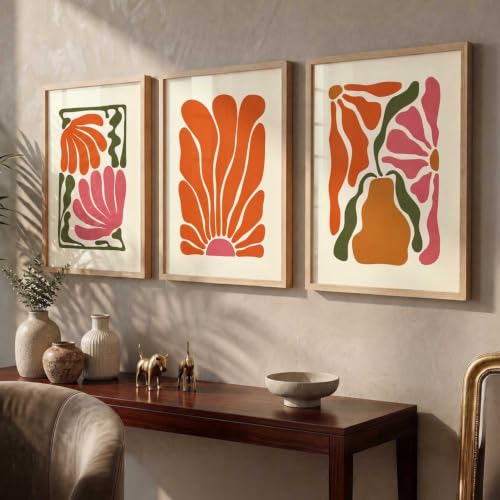 Image of kotart Boho Art Home Decoration Paintings With Frame For Living Room Bed Room Hotel Wall Decor Digital Reprint Set of 3 (13X17 inch)