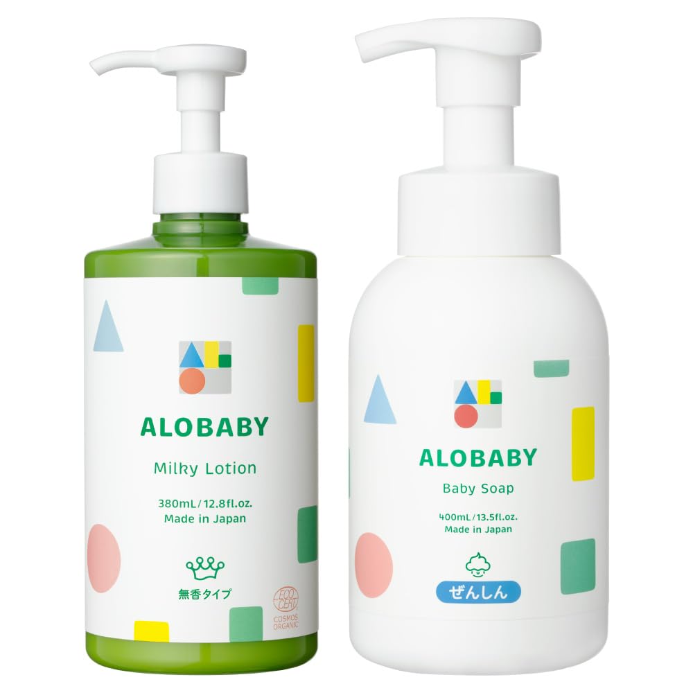 ALOBABY ベビーソープ＆ミルクローション 大容量セット　無香タイプ Amazon.co.jp: アロベビー スキンケアセット ミルクローション ビッグ