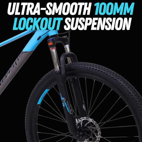 Image of FitTrip Fox Rush Mountain Bike 27.5T | 21 SPD Shimano Altus Gearset | Imported Clarks Dual Disk Brakes | XC60 Lockout Suspension | 1030 Alloy Frame with Internal Cabling | Unisex | Azure Blue