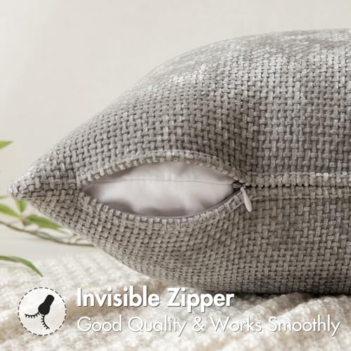 Image of MIULEE Pack of 2 Couch Throw Pillow Covers 20x20 Inch Light Gray Modern Boho Accent Decorative Pillow Covers Soft Chenille Farmhouse Cushion Covers for Home Decor Bed Sofa Living Room