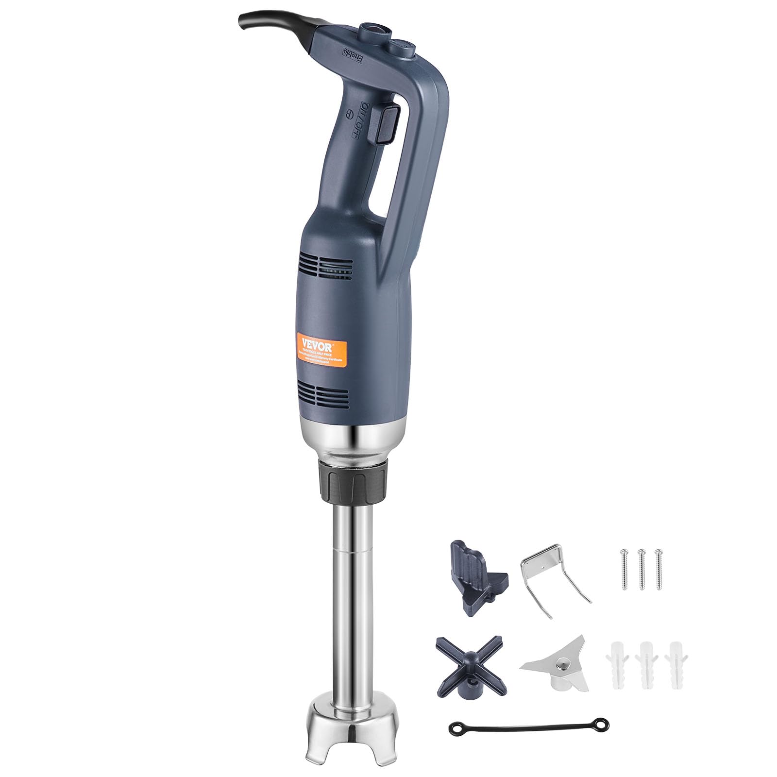 VEVOR kommerzieller Stabmixer Handmixer 350 W, 254 mm stufenloser Stabmixer mit variabler Drehzahlen und Edelstahlklinge, tragbarer Mehrzweckmixer für Suppen, Saucen, Kartoffelpüree, Sahne