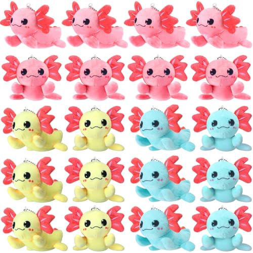 20 Pcs Mini Plush Axolotl Stuffed Animal Keychains Bulk Axolotls ...