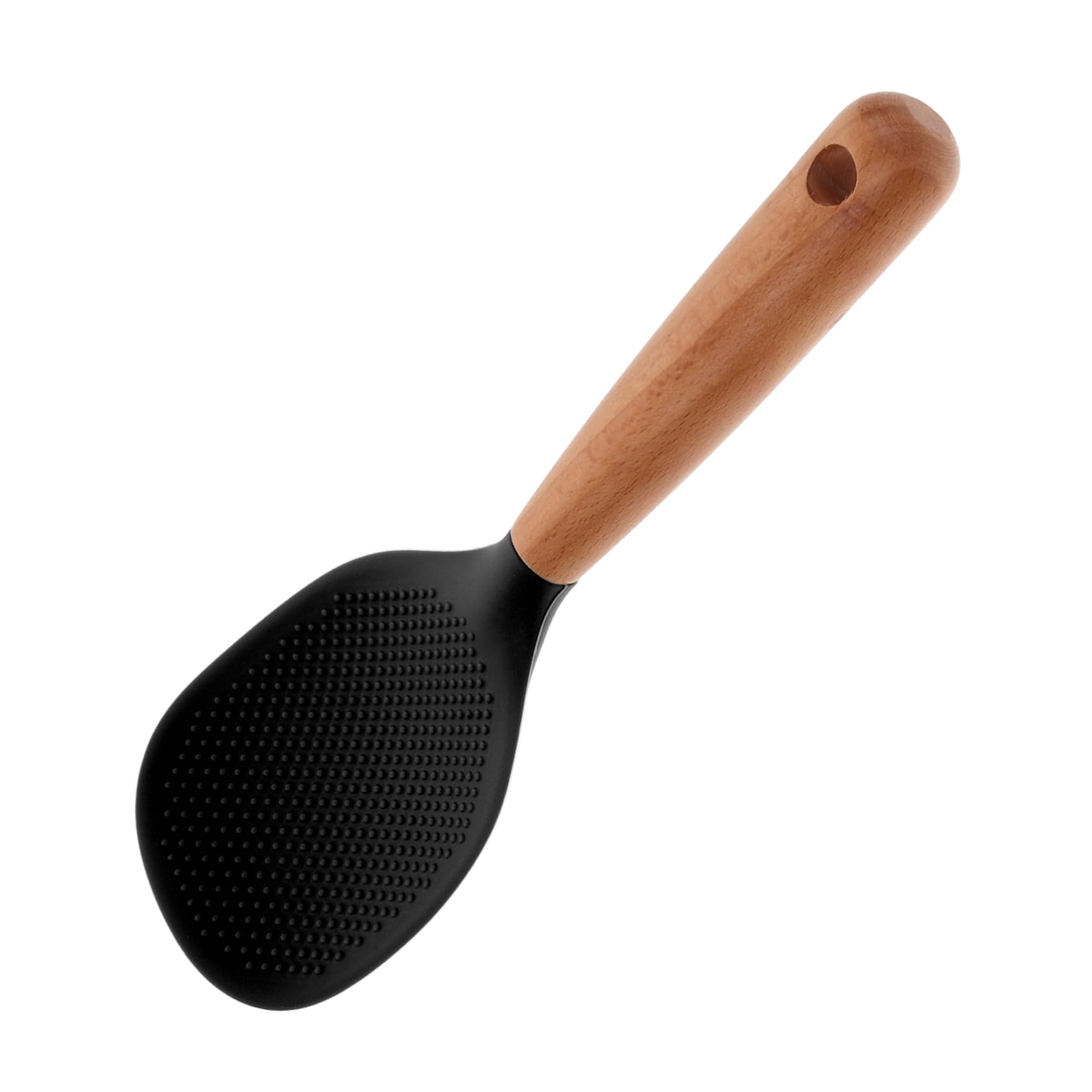 GRIRIW Silicone Rice Spoon with Handle Non Stick Rice Scooper for Rice Cookers Kitchen Utensil for Serving and Cooking Black