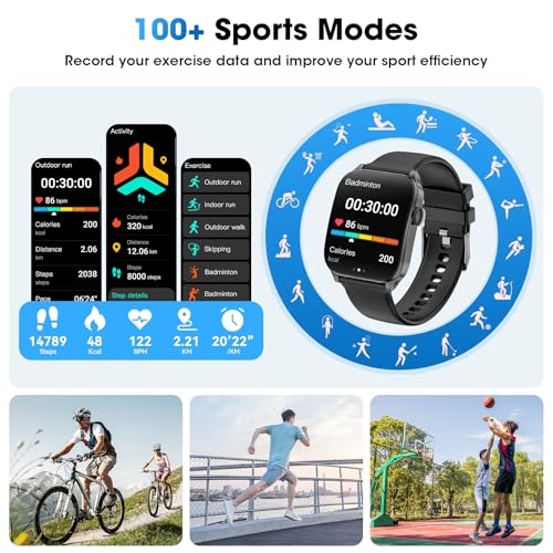 Image of Smart Watches for Men Women, 1.91 inch HD Curve Screen Smartwatch (Answer /Make Call), Activity Fitness Tracker with Heart Rate Sleep Monitor Pedometer, 100+ Sport Modes, Smart Watch for Android iPhone