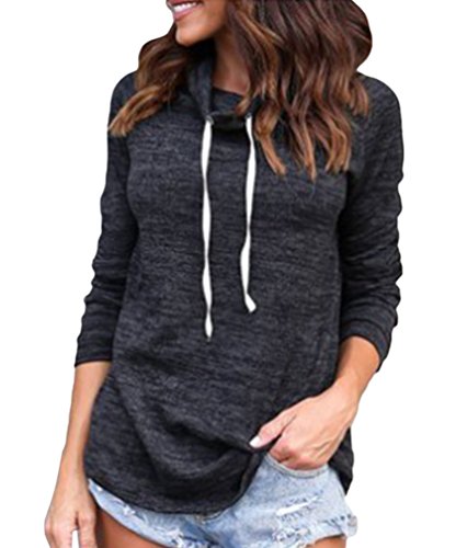 Sentao Mujer Otoño Camisetas De Manga Larga Cuello Alto Sudaderas Tops Chaquetas Abrigos