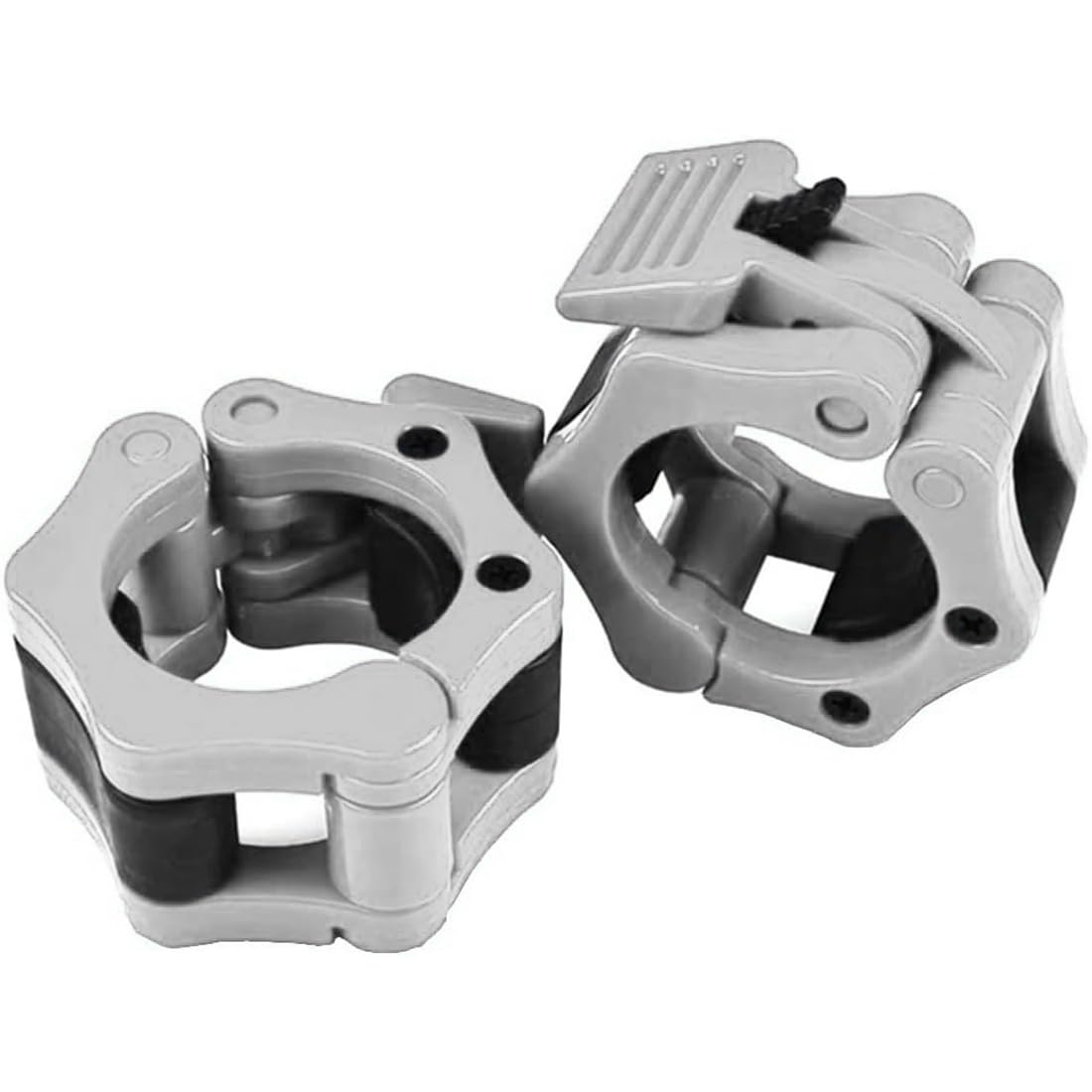 Barbell Clamps Olympic Spinlock Collars Dumbbell Clips Weight Lifting Bar Lock Quick Release Professional Barbell Buckle 1 Pair for Gym Exercise Fitness Body Building 50 mm (Grey)