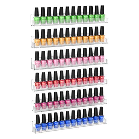 HIIMIEI Acrylic Wall Mounted Nail Polish Display Stand Display Rack Nail Polish Organiser Storage for Wall Mounted Storage Shelves Holder - 6pcs Cover