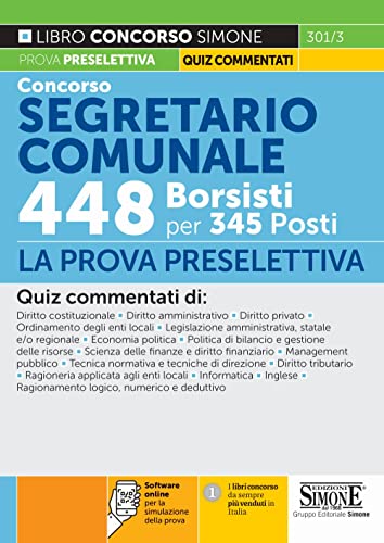 Concorso Segretario Comunale 448 Borsisti per 345 posti - Prova preselettiva